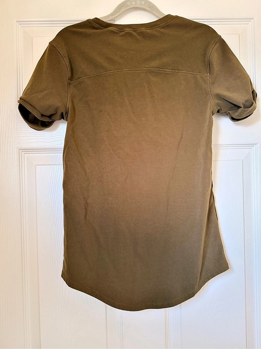 AFWD Olive Brown Short Sleeve Athletic T-Shirt Curved Hem Small - Picture 2 of 4